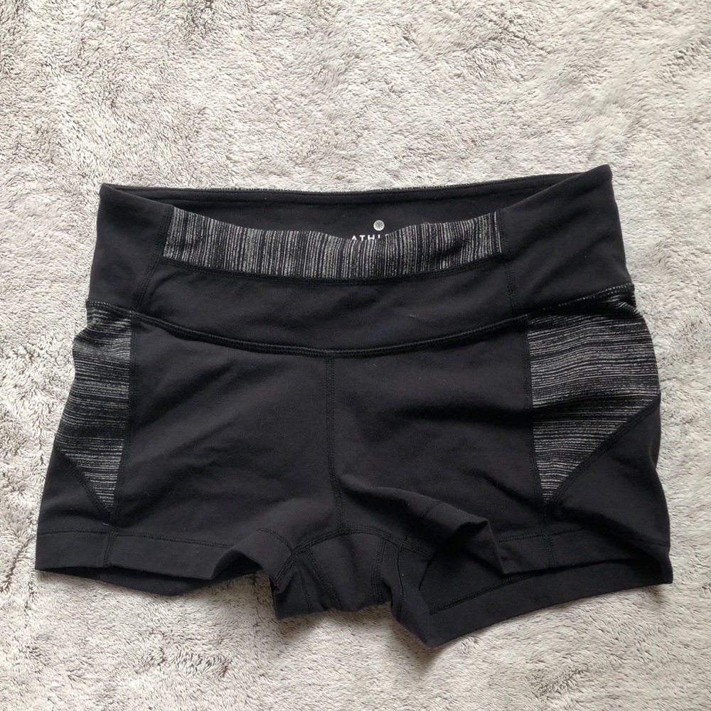 ATHLETA Black + Grey Spandex Shorts